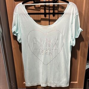 PINK Victoria's Secret Light Blue Short Sleeve Relaxed Tee